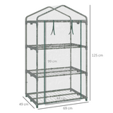 Outsunny 3 Tier Mini Greenhouse with Roll-Up Door & Wire Shelves, 69 x 49 x 125cm – Clear