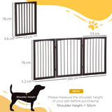 Pawhut Folding Freestanding Pine Wood Pet Gate – 3-Panel Indoor Dog Fence and Safety Barrier for Small Dogs