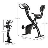 HOMCOM 2-in-1 Folding Exercise Bike with 8 Resistance Levels, LCD Monitor & Pulse Sensor – Upright, Recumbent, Black
