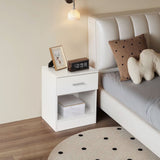 2-Tier Bedside Table with Drawer and Open Shelf – Modern Nightstand, White