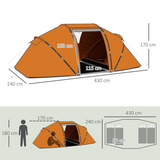 Outsunny 4–6 Person Dome Camping Tent with Mesh Windows – Family Tent for Camping, Hiking & Fishing, Orange