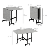 HOMCOM Drop Leaf Dining Table on Wheels – Seats up to 6, Space-Saving Mobile Table, Grey