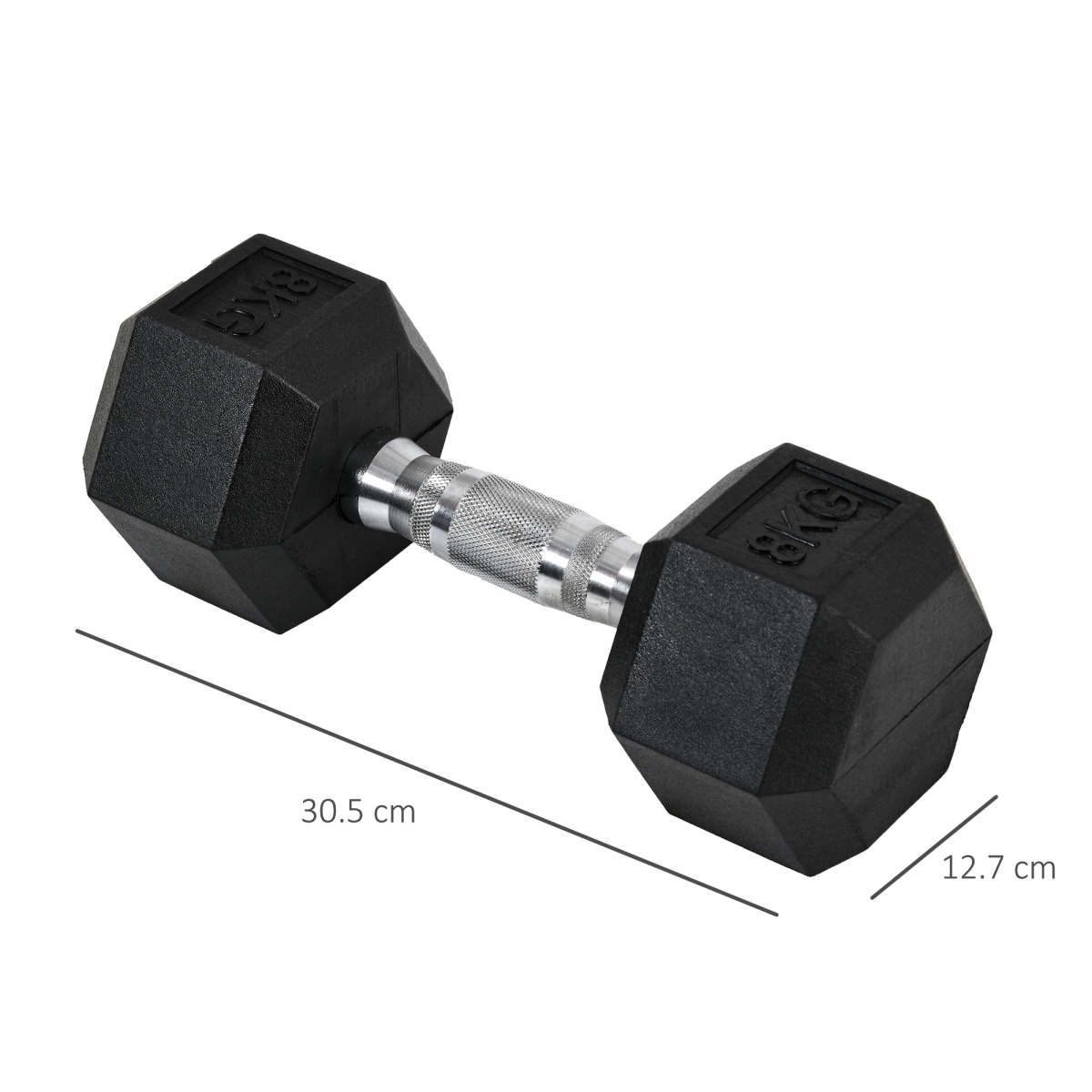 HOMCOM Hexagonal Dumbbell Set, 2 x 8kg with Knurled Handles – Anti-Roll Home Gym Hand Weights