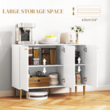 HOMCOM White Sideboard with Adjustable Shelves & Cupboard Storage – Multi-Use Storage Cabinet