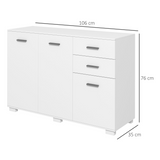 HOMCOM Modern Sideboard Kitchen Storage Cabinet with 2 Drawers, Cupboards & Adjustable Shelves