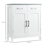 kleankin Freestanding Bathroom Cabinet with 2 Drawers, Cupboard & Adjustable Shelf – Bathroom Storage