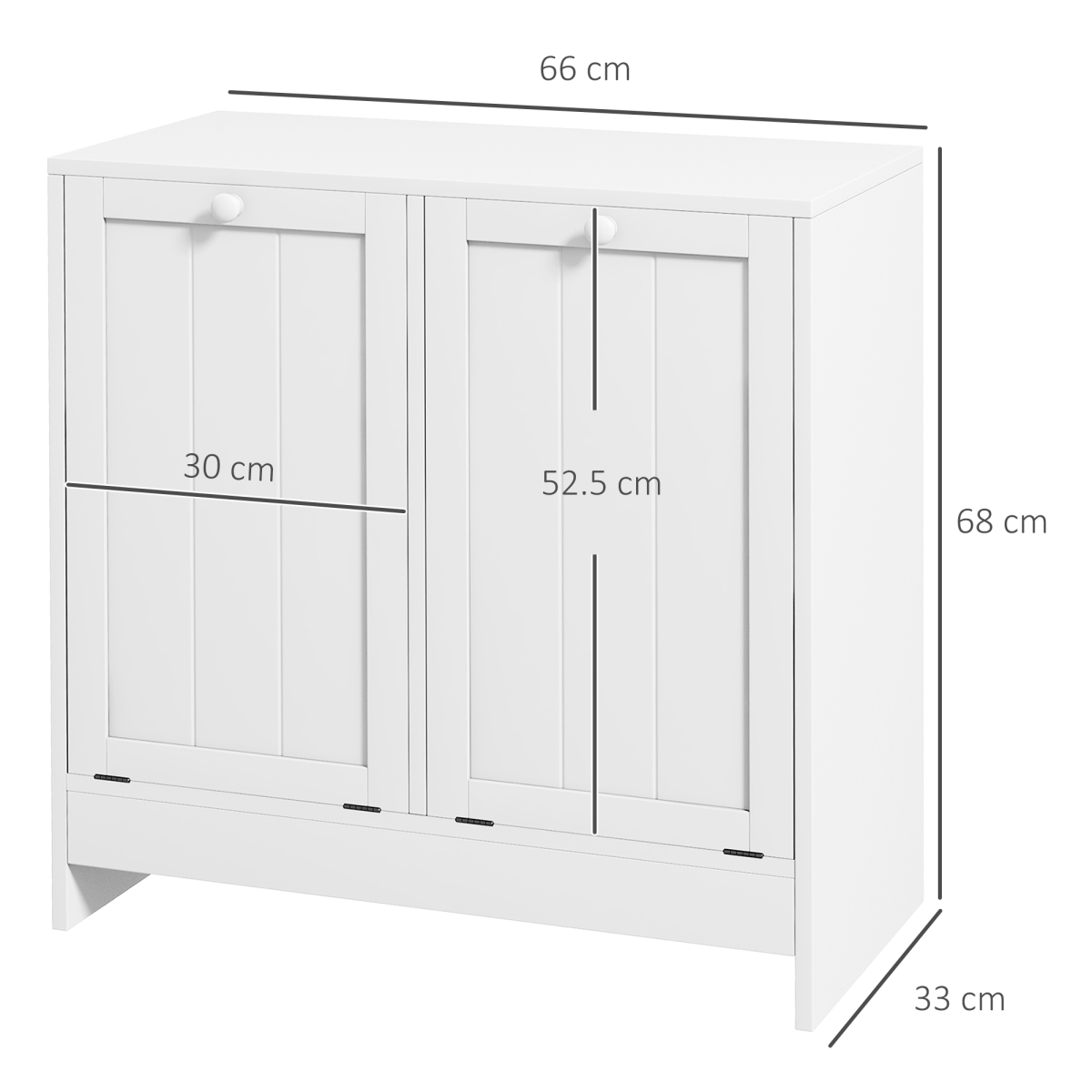 kleankin Tilt-Out Laundry Storage Cabinet with 2 Hampers – Bathroom & Bedroom Laundry Sorter, White