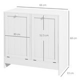 kleankin Tilt-Out Laundry Storage Cabinet with 2 Hampers – Bathroom & Bedroom Laundry Sorter, White