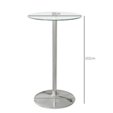 HOMCOM Round Glass Top Bar Table for 2 with Metal Base – Modern Pub-Style Kitchen Table