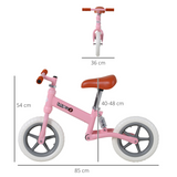 HOMCOM Kids Balance Bike with Adjustable Seat and Non-Slip Tyres – No-Pedal Learning Bike for Ages 2-5
