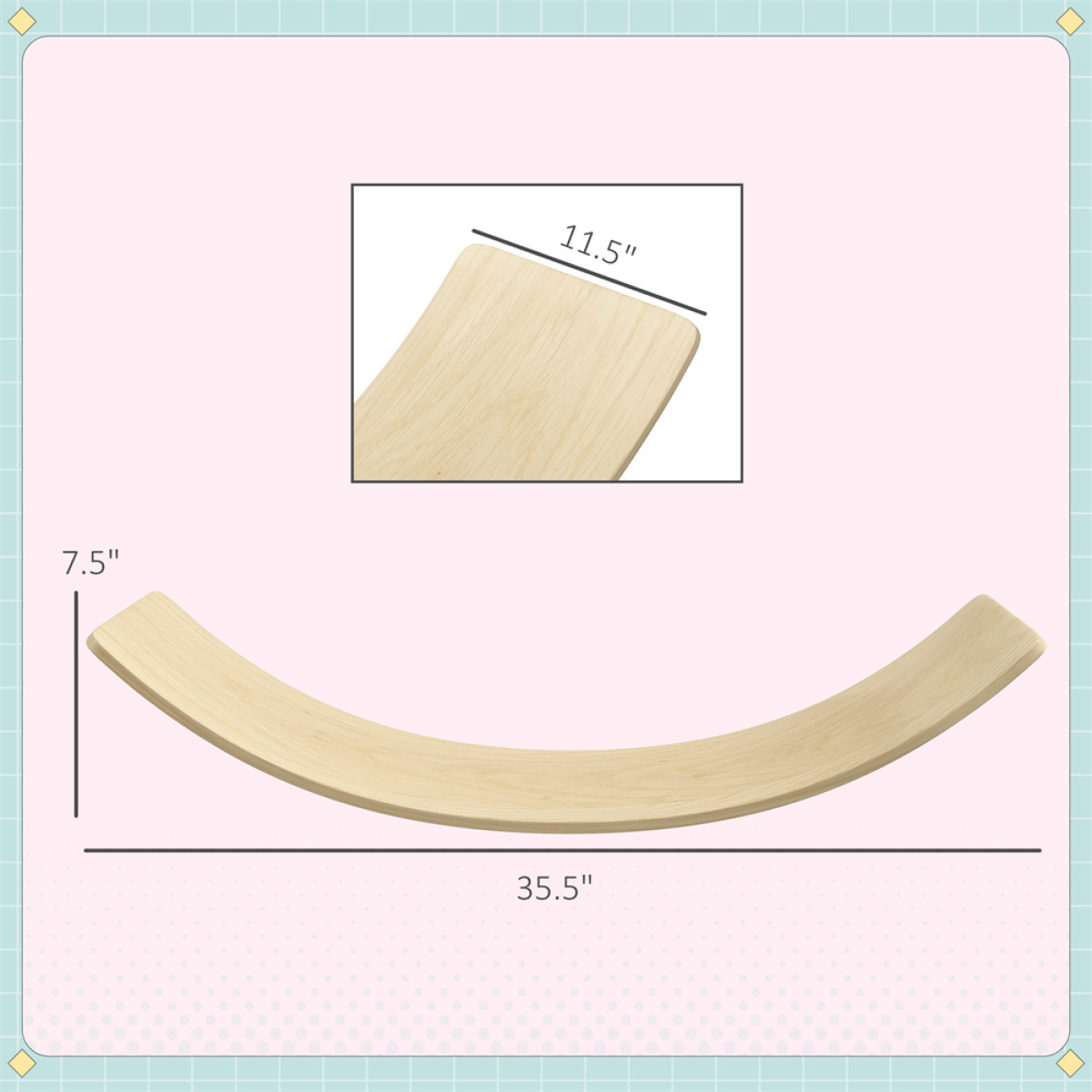 Kids Wooden Balance Board in Pine Multilayer Board – Wobble Board for Balance & Coordination, Ages 3–8
