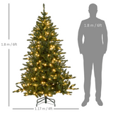 HOMCOM 6ft Artificial Christmas Tree with 310 Warm White LED Lights & Metal Base – Indoor, Green