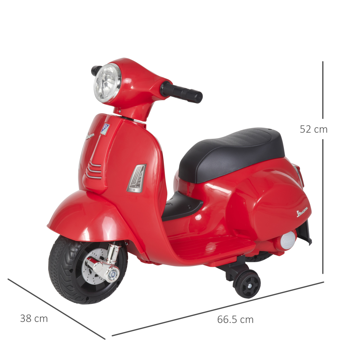 Vespa Licensed Kids Ride-On Motorcycle, 6V Battery Powered with Headlight & Stabilising Wheels – Ages 18-36 Months