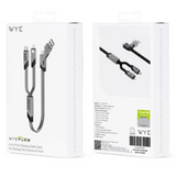 WYEFLOW 4-in-1 Fast Charging Data Cable with USB-C and USB-A Inputs – Charge Two Devices at Once, 1.2m, Black