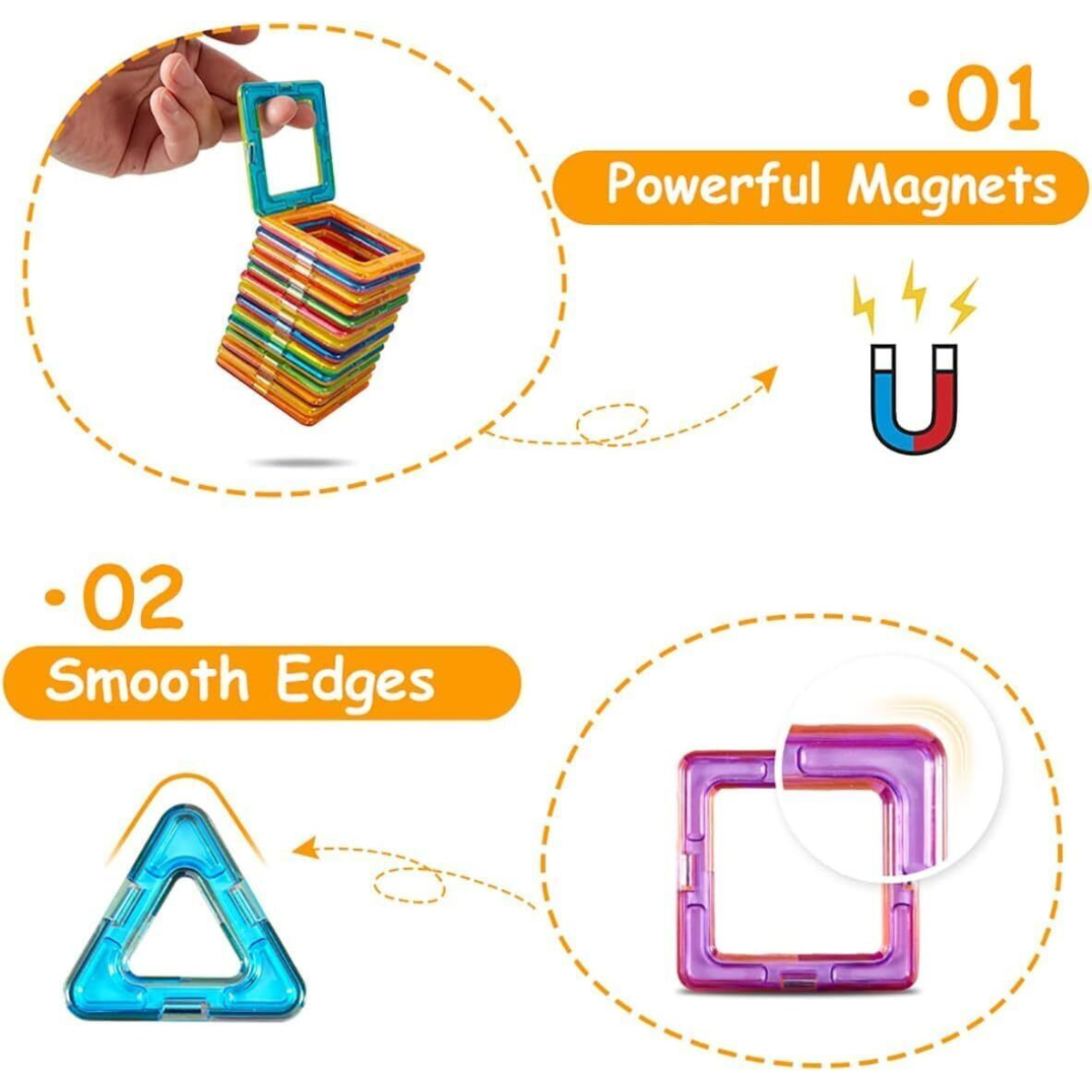 110 Piece Magnetic Building Blocks Set with Carrying Case – Educational Construction Toy for Kids