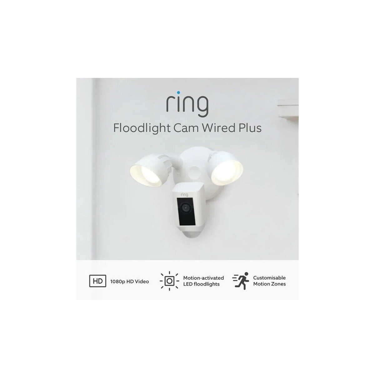 Ring Floodlight Cam Wired Plus Outdoor Security Camera with LED Floodlights, Siren & Two-Way Talk – Hardwired