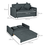 HOMCOM 2 Seater Sofa Bed with Hidden Storage & 2 Cushions – Convertible Loveseat for Guests & Small Homes