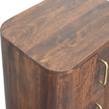 Artisan Furniture Solid Wood Marlowe Fluted Nightstand with 2 Drawers – California Walnut Bedside Table, Dark Brown