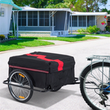 Bike Cargo Trailer with Type A Hitch, Quick-Release Wheels & Cover – Folding Bicycle Cart, Red & Black