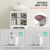 HOMCOM Modern Under Sink Cabinet with U-Shaped Cut-Out for Pedestal & Wall Basins – Bathroom Storage, White