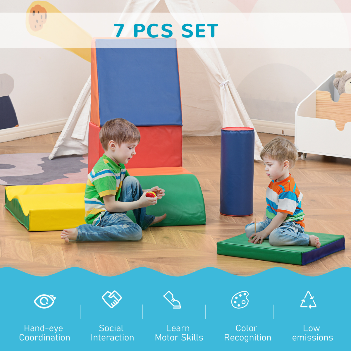 Kids Soft Play Set with 7 Foam Blocks – Climb, Crawl & Slide Toddler Activity Toys, 1–3 Years