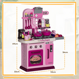 AIYAPLAY Kids Play Kitchen with 33 Accessories, Lights, Sounds and Storage – Pretend Cooking Toy, Pink