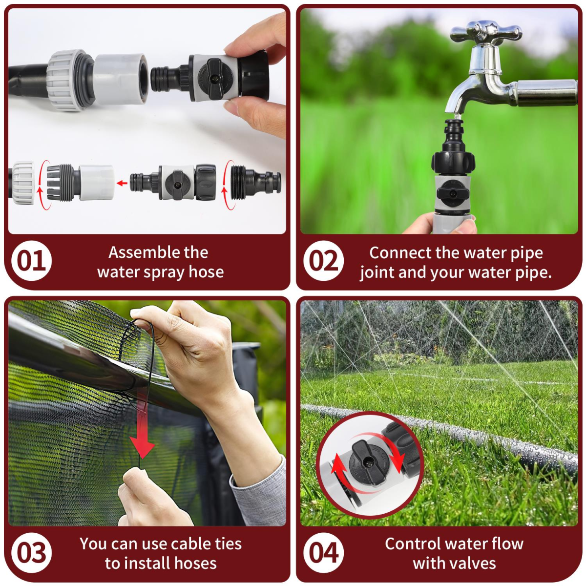 Vinsani 8M Garden Sprinkler Hose with Fixing Straps & On/Off Valve – Outdoor Water Spray for Kids and Pets
