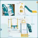 AIYAPLAY 6 in 1 Toddler Climber and Slide Set with Swing, Basketball Hoop & Telescope – Ages 1-3, Yellow