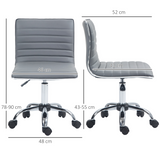 HOMCOM Armless Mid-Back Office Chair with 360° Swivel & Height Adjustment – PU Leather Desk Chair, Light Grey