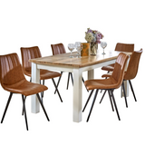 Alfie 170cm Solid Mango Wood Dining Table – Handmade Six-Seater, White & Natural Finish