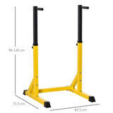 HOMCOM Dip Station Power Tower with 10 Height Levels & Foam Grips – Steel Parallel Bars for Home Gym, 100kg Capacity