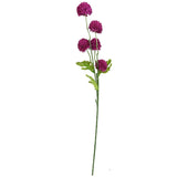 Leaf Dahlia Pompom Artificial Flower Stem with Five Blooms and Wired Stem – 50cm Home Decor, Pink