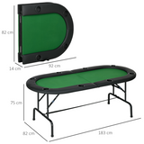 HOMCOM Foldable Poker Table for 8 Players with Game Trays & Drink Holders – Casino Games, Home and Pub