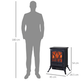 HOMCOM 1850W Freestanding Electric Log Burner Stove with Flame Effect – No Chimney Needed, Black