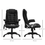 Executive Reclining Office Chair with Heated Massage Points & Relaxing Headrest – 360° Swivel, Black