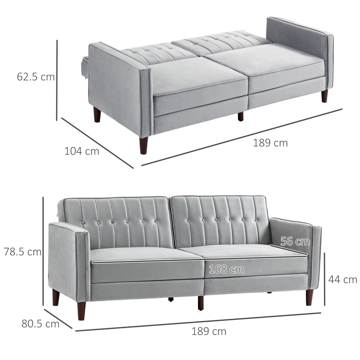 HOMCOM sofa bed split-back reclining detail