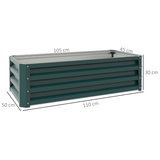 Outsunny Set of 2 Galvanised Steel Raised Garden Beds, Outdoor Planter Boxes – Open Bottom, Green