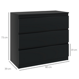 HOMCOM 3-Drawer Chest of Drawers with Tabletop & Anti-Tip Fitting – Bedroom Storage Unit, Black