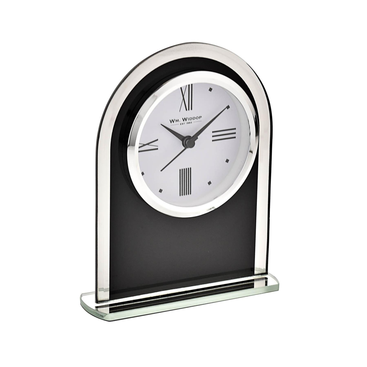Widdop Wm Black & Clear Arched Mantel Clock