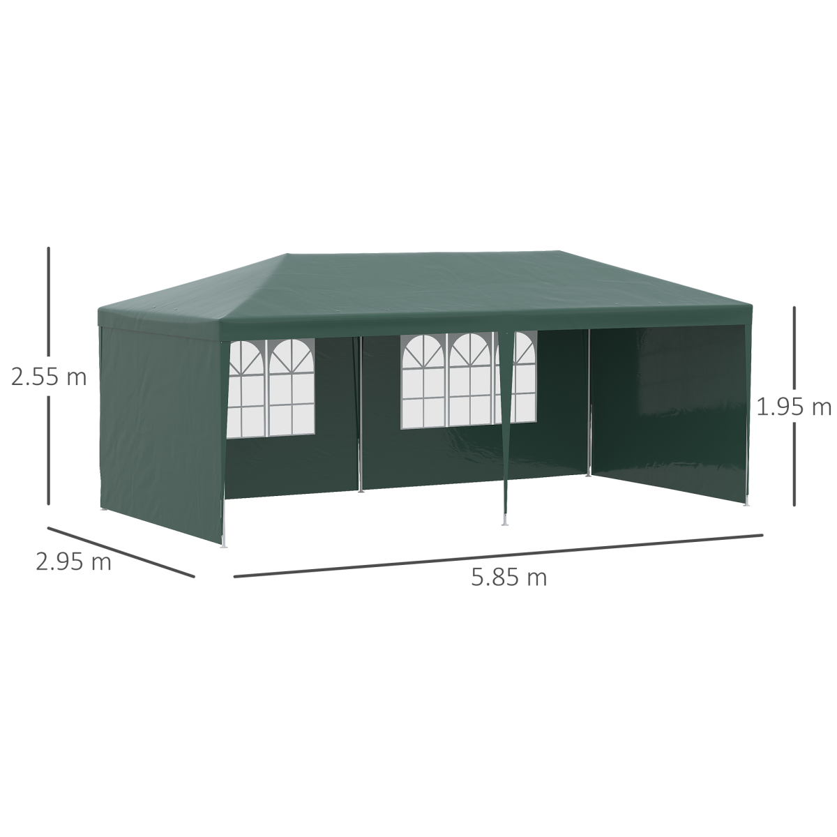 Outsunny 6m x 3m Garden Gazebo Marquee with 2 Windows & UV-Resistant Canopy – Party Tent, Green