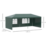 Outsunny 6m x 3m Garden Gazebo Marquee with 2 Windows & UV-Resistant Canopy – Party Tent, Green