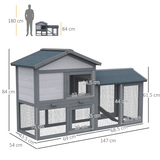 Pawhut 5ft Two-Tier Wooden Rabbit Hutch with Outdoor Run – Guinea Pig House with Removable Roof