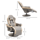 HOMCOM Manual Recliner Armchair with Adjustable Leg Rest – 135° Reclining PU Leather Sofa Chair