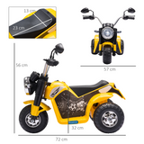 HOMCOM 6V Kids Electric Motorcycle Ride-On with Headlights & Horn – Battery Toy for 18-36 Months, Yellow