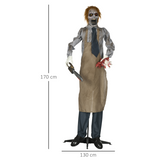 HOMCOM Life Size Animatronic Chainsaw Halloween Decoration with Motion Sensor & Sounds – Khaki