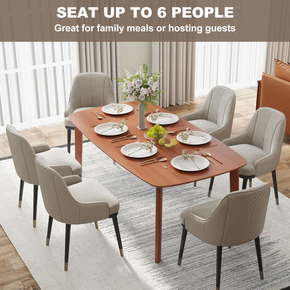 HOMCOM 150cm Rectangular Dining Table with Solid Wood Frame – Country Style Table for Six, Light Brown