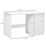 HOMCOM Computer Desk with 3 Drawers, High Gloss Finish & Legroom – Home Office Workstation, White