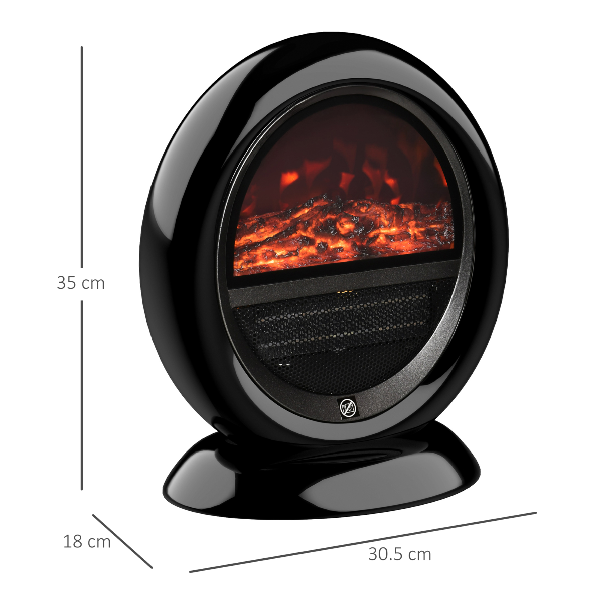 HOMCOM Freestanding Electric Fireplace Heater, 1500W with Rotatable Head, Flame Effect & Overheat Protection