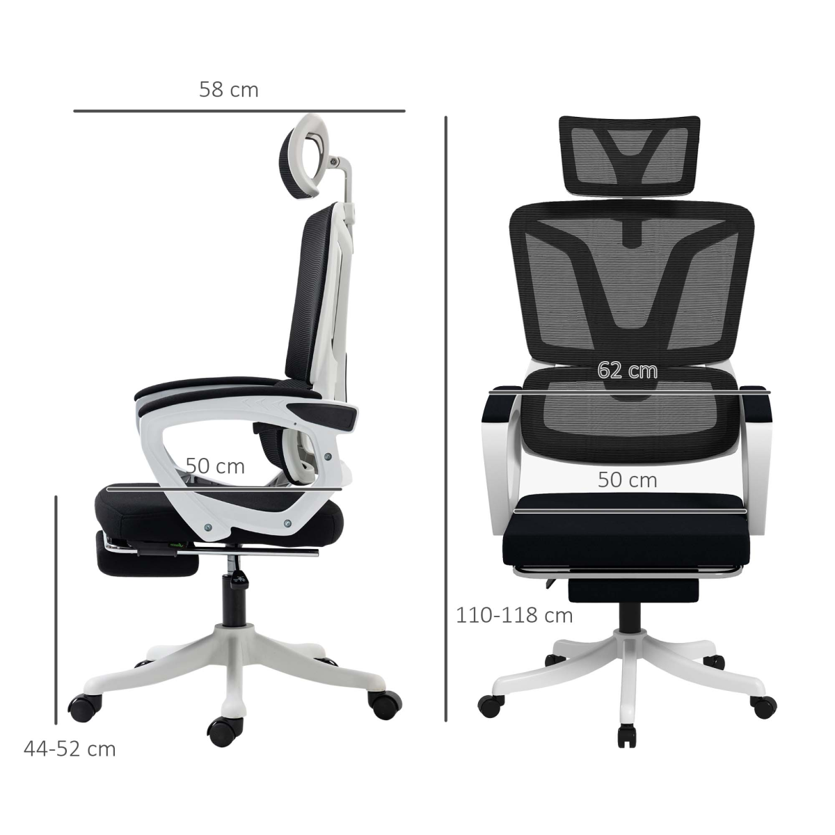 Vinsetto Ergonomic Office Chair with Adjustable Headrest, Lumbar Support & Retractable Footrest