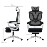 Vinsetto Ergonomic Office Chair with Adjustable Headrest, Lumbar Support & Retractable Footrest